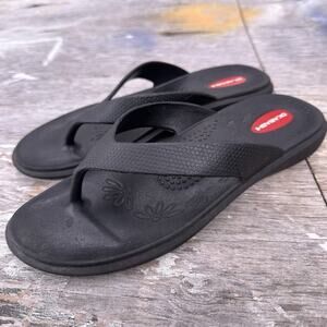 Okabashi Flip Flops Sandals Black Flat Thongs USA Women's 6.5 - 7.5 M - 975